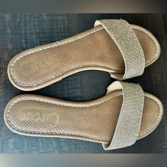 Sam Edelman Circus Gold Rhinestone Slides Flats Sandals Womens size 9.5​ - Picture 6 of 7